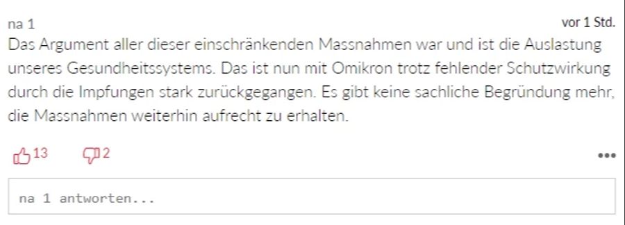 Ein Nau.ch-Leser will keine Massnahmen mehr – und ist damit nicht allein.