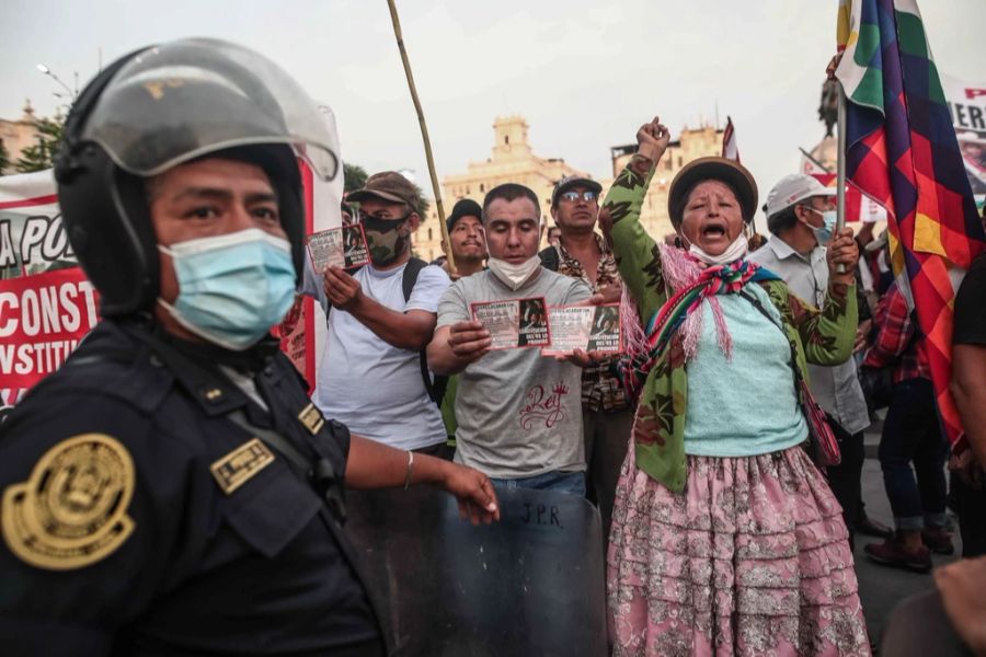 Die Demonstranten bezeichneten Castillo auf Plakaten als «korrupt».