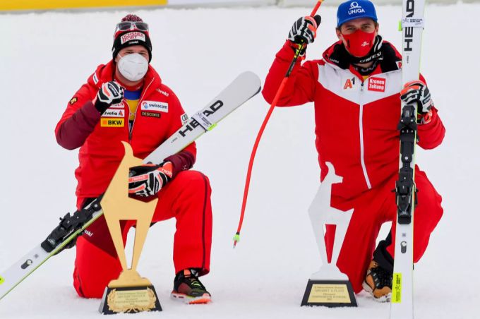 Beat Feuz und Matthias Mayer machten den Sieg bereits gestern unter sich aus. Beat Feuz