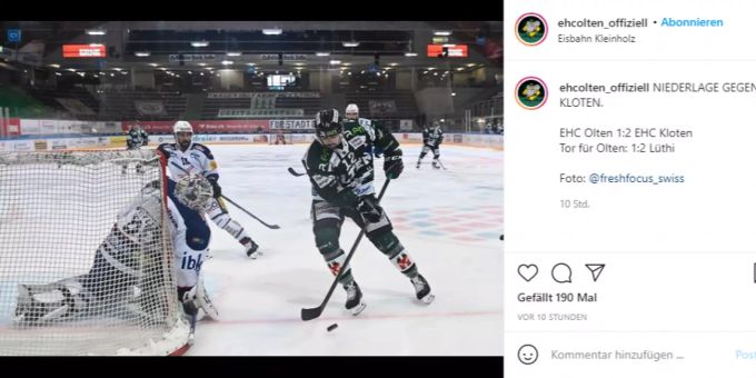 Der EHC Olten verliert zuhause gegen den EHC Kloten mit 1:2. ehc olten -ehc kloten