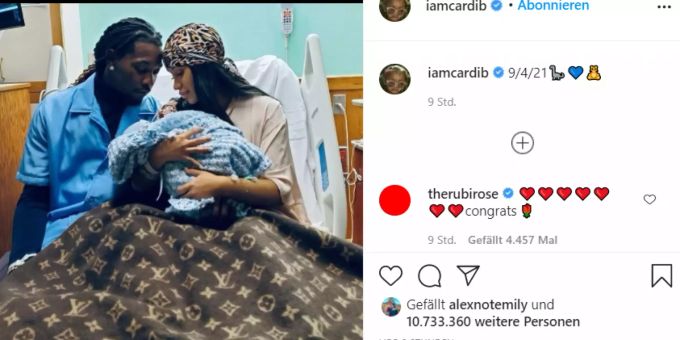 Die frischgebackene Mutter Cardi B mit Ehemann Offset und dem Baby, über das noch keine Informationen vorliegen. Cardi B Mutter