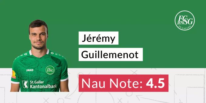 Die Note für Jérémy Guillemenot vom FC St.Gallen. FC Zürich