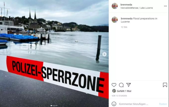 Die Behörden blicken in Luzern mit Sorgen auf den Vierwaldstättersee. Hochwasser Schweiz