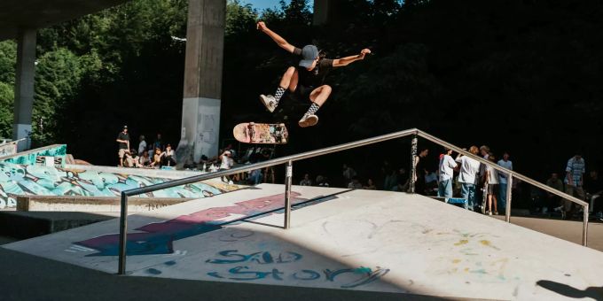 Teilnehmende am Skatecontest. Skatecontest