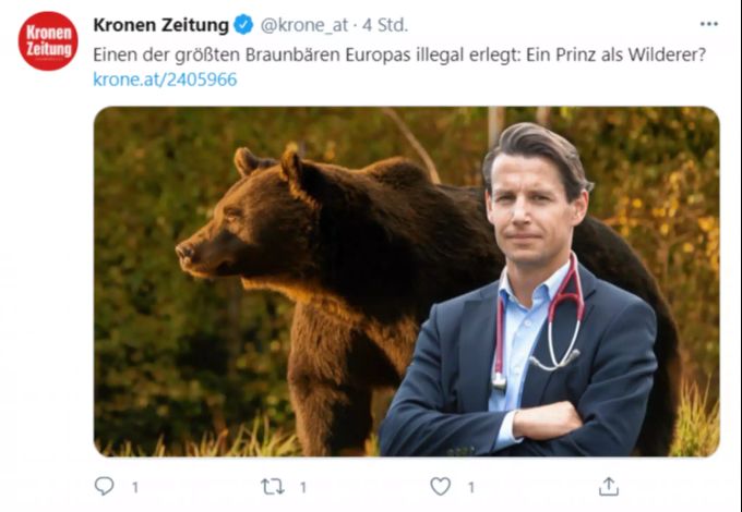 Prinz Emanuel hat ein Braunbär getötet. emanuel