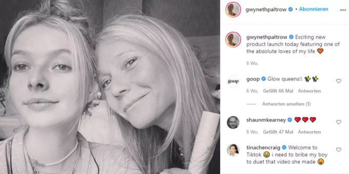 Gwyneth Paltrow und ihre Tochter Apple (17) auf Instagram. Gwyneth Paltrow