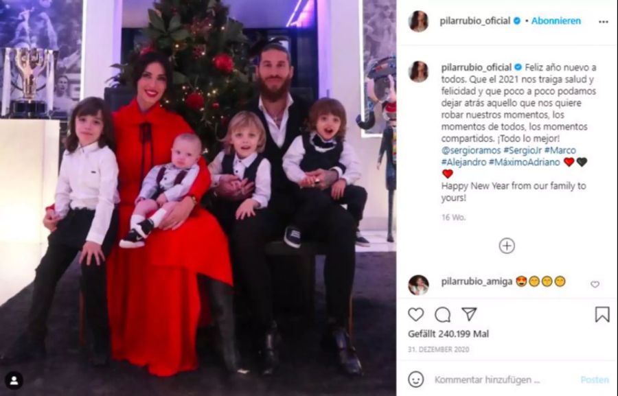 Sergio Ramos gemeinsam mit Frau und Kindern.