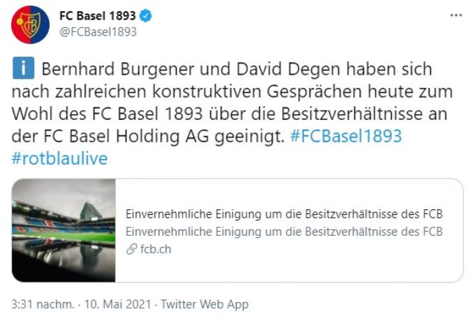 Der FC Basel vermeldet die einvernehmliche Einigung. FC Basel