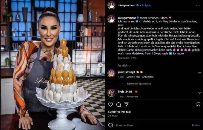 Senna Gammour kämpfte im Finale bei «Das grosse Promibacken» ebenfalls um den Sieg. «Das grosse Promibacken»