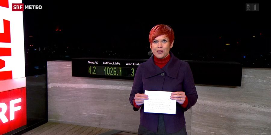 Sandra Boner liest am Freitag in der Sendung einen Brief vor, den ein Kind an das SRF-Meteo-Team geschrieben hat.