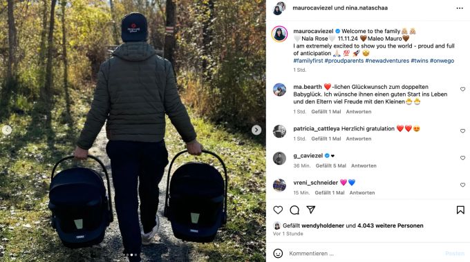 Mauro Caviezel, stolzer Papa seiner beiden Zwillinge. Mauro Caviezel