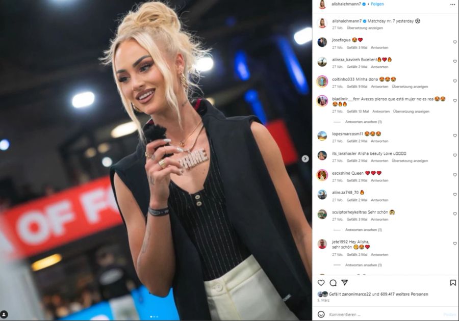 Laut «Nielsen Influencescopewäre» ein einzelner Instagram-Post von Lehmann rund 280'000 Euro wert.