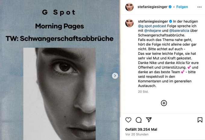 Stefanie Giesinger spricht über ihre Abtreibung. Stefanie Giesinger Abtreibung