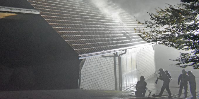 Grosswangen LU: Brand in einer Scheune. Brand in Scheune.