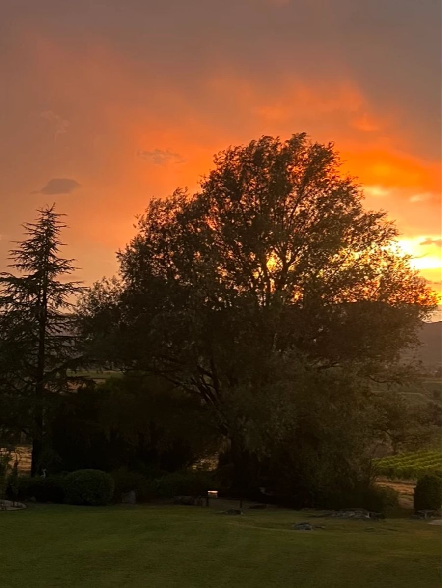 Kurt Aeschbacher fotografiert den Sonnenuntergang über seinem Anwesen in der Provence.