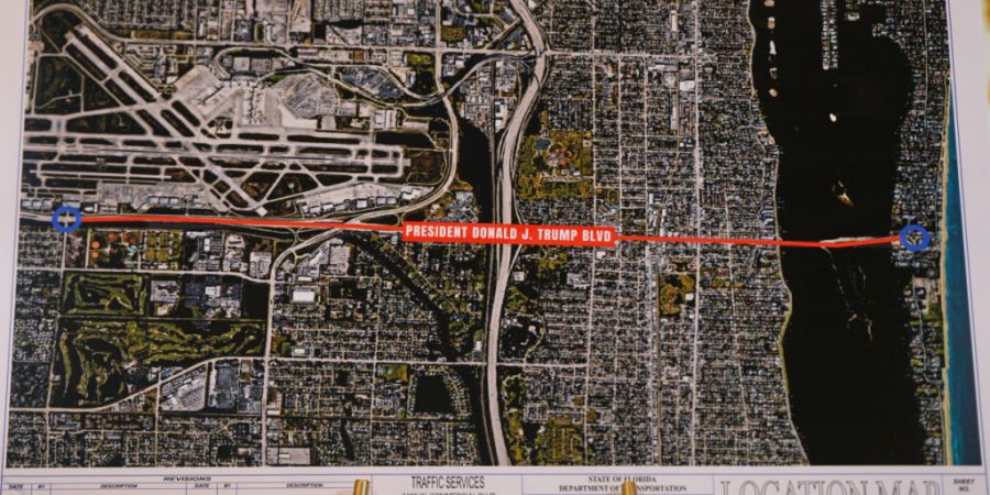 Mar-a-Lago - das ist das Prunk-Anwesen von US-Präsident Donald Trump in Florida. Die Strasse, die dorthin führt, trägt nun seinen Namen.