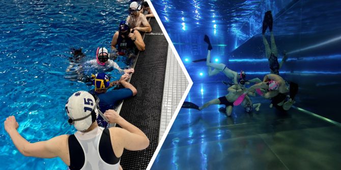 Unterwasserrugby ist ein 3D-Vollkontaktsport, bei dem ein mit Salzwasser gefüllter Ball im gegnerischen Korb versenkt werden muss.