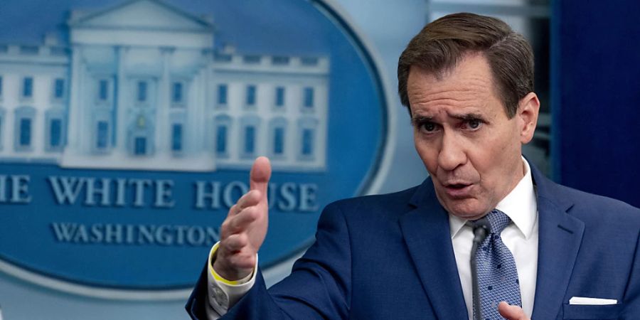 ARCHIV - John Kirby, Kommunikationsdirektor des Nationalen Sicherheitsrats im Weissen Haus, spricht während einer Pressekonferenz im Weissen Haus. Foto: Andrew Harnik/AP/dpa