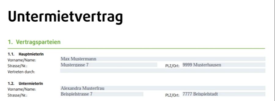 Untermietvertrag