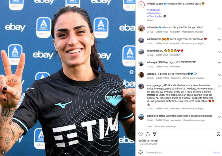 In der heimischen Liga spielt sie für Lazio Rom. Letzte Saison erzielte sie 19 Tore.