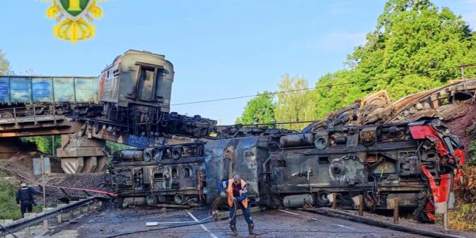Der bei Kursk entgleiste Güterzug. Kursk