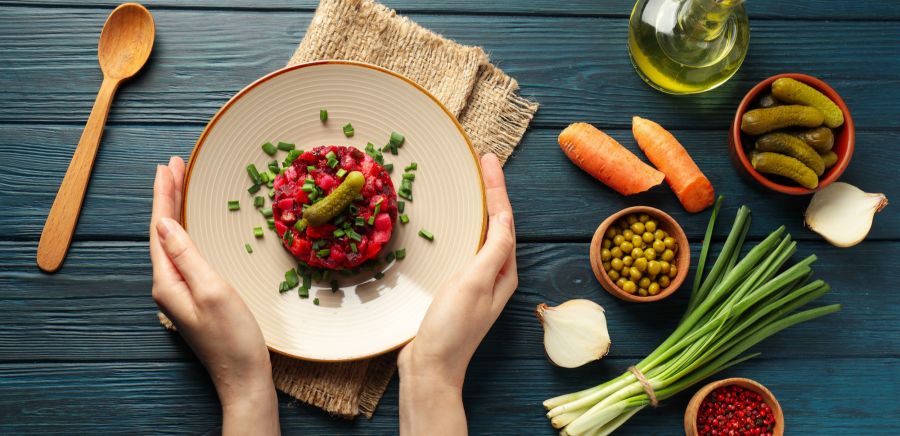vegan Teller Mahlzeit