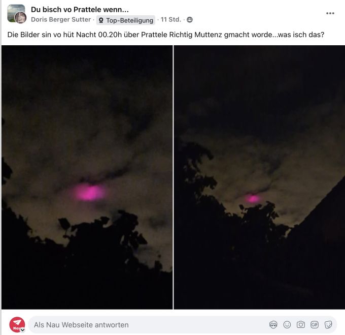 Discolichter des Eurovision Song Contest 2025 oder doch ein Ufo? Das fragten sich die Leute auf Facebook. eurovision song contest 2025
