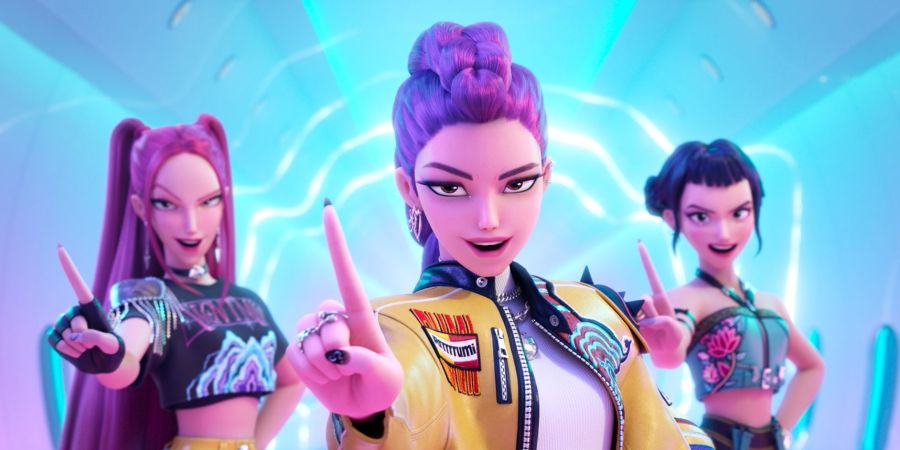 Mira, Rumi und Zoey in einer Szene aus «KPop Demon Hunters». (Netflix-Bild)