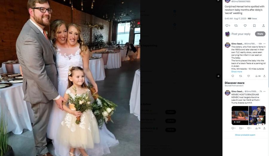 Bei der Hochzeit war auch Joshuas Tochter Isabella mit dabei. Abby ist die Stiefmutter der Kleinen, Brittany die Stieftante.