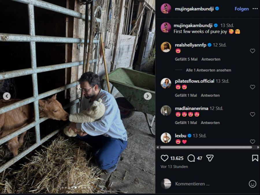 Mujinga Kambundji teilt auf Instagram intime Einblicke in die ersten Wochen mit ihrem Baby.