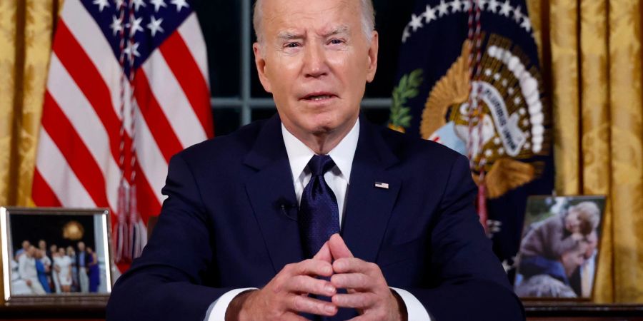 US-Präsident Joe Biden spricht im Oval Office des Weissen Hauses über den Krieg in Nahost und der Ukraine.