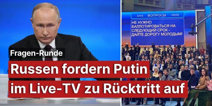 Fragen-Runde - Russen fordern Putin im Live-TV zu Rücktritt auf