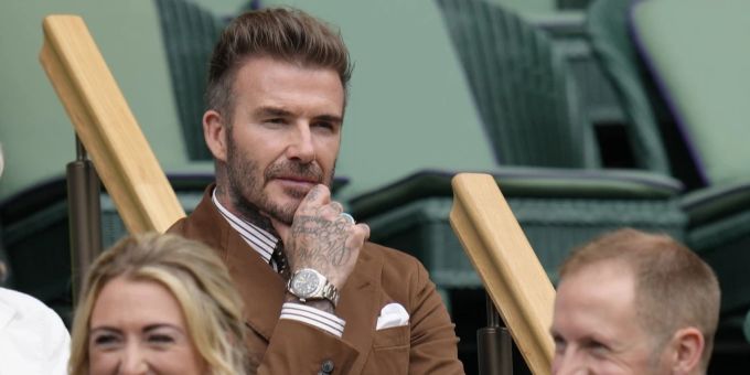 David Beckham als Zuschauer bei den Wimbledon-Tennismeisterschaften in London. david beckham