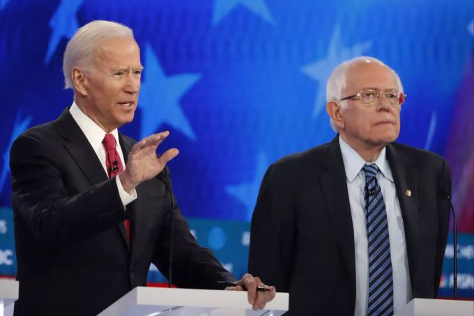 Joe Biden und Bernie Sanders. Election 2020 Debate