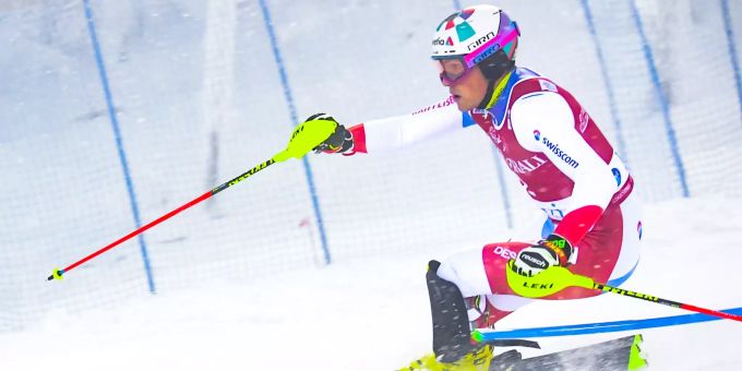 Daniel Yule fährt in Levi auf Platz drei. FIS Alpine Skiing World Cup in Levi