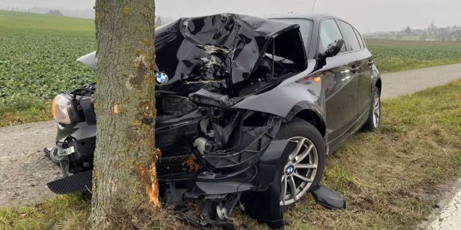 Mit Fahrzeug gegen Baum geprallt