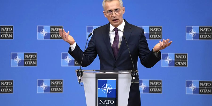 Jens Stoltenberg, Generalsekretär der NATO, spricht während der Vorstellung des Jahresberichts im NATO-Hauptquartier. Foto: Virginia Mayo/AP/dpa