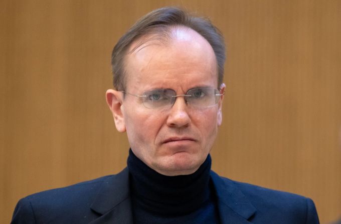 Der frühere Wirecard-Vorstandschef Markus Braun im Gerichtssaal in München. Markus Braun