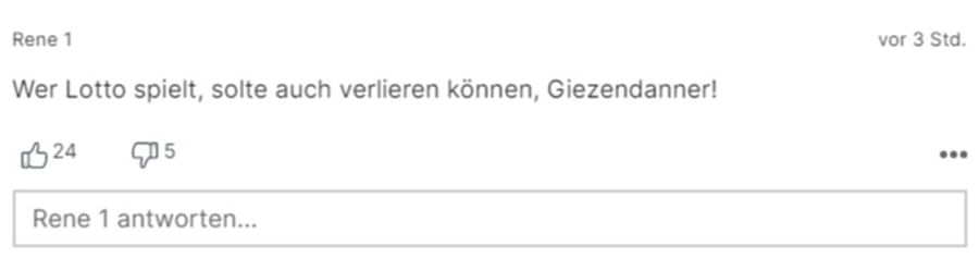 User «Rene» hält die CS-Investitionen Giezendanners für «Lotto» – wer spielt sollte auch verlieren können.