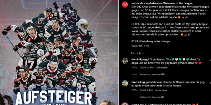 Der EHC Chur macht seinen Aufstieg als Meister perfekt. EHC Chur
