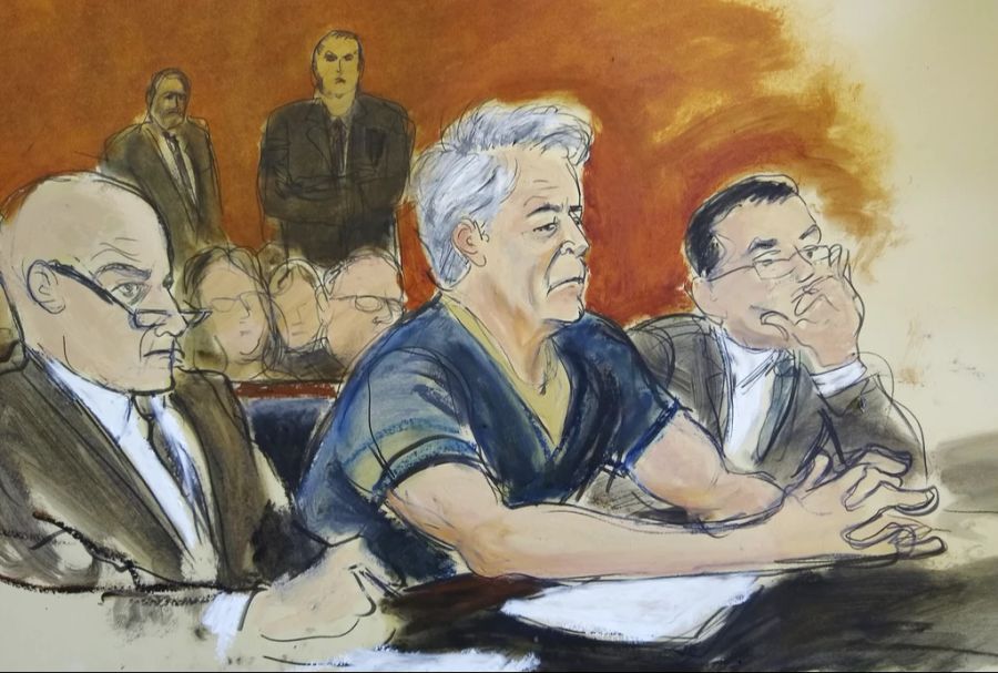 Jeffrey Epstein während einer Gerichtsverhandlung im Juli 2019.