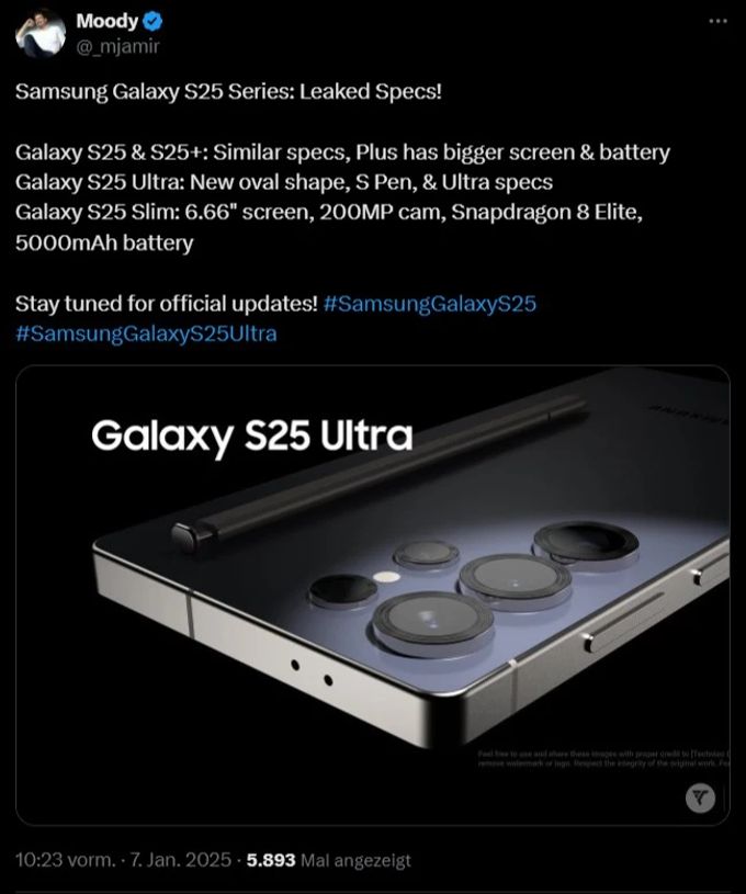 Mögliche Leaks deuten auf mehrere neue Smartphones der Serie Samsung Galaxy S25 hin. Samsung Galaxy S25