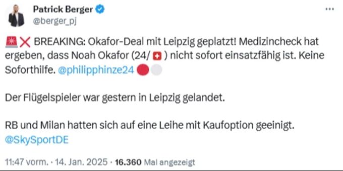 Noah Okafor wechselt nun doch nicht nach Leipzig. Noah Okafor
