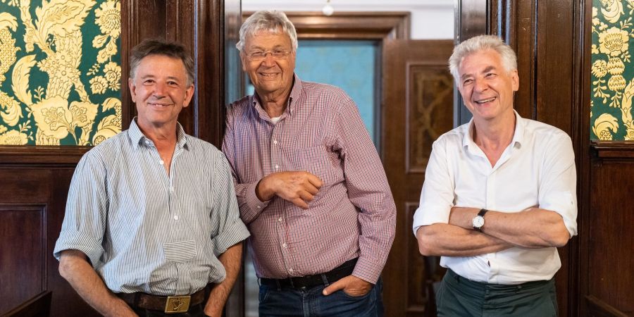 Christoph «Stofferl» Well (links), Gerhard Polt (Mitte) und Michael Well bei einem Interview. (Archivfoto)