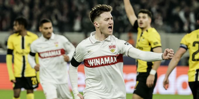Angelo Stiller bejubelt seinen Treffer im Champions-League-Spiel gegen YB. Angelo Stiller YB