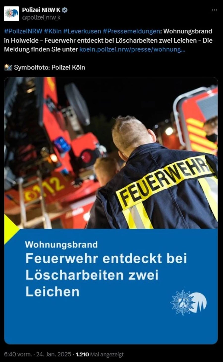 Köln Polizeimeldung Brand