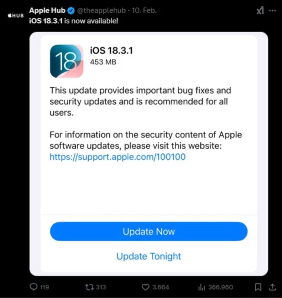 Update iOS 18.3.1