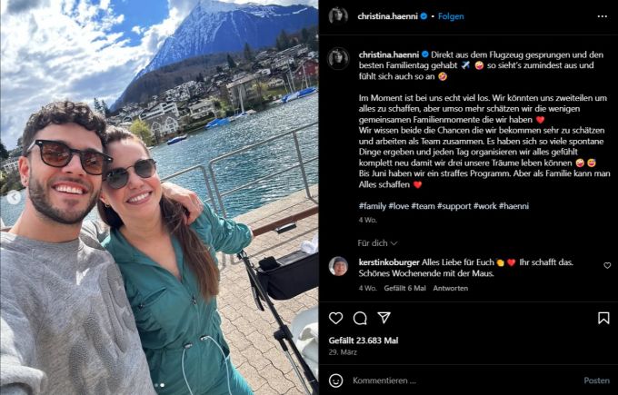 Neben Christina Hänni legt auch Ehemann Luca eine Pause ein, um sich stärker um ihre Tochter zu kümmern. Christina Hänni Mann Luca