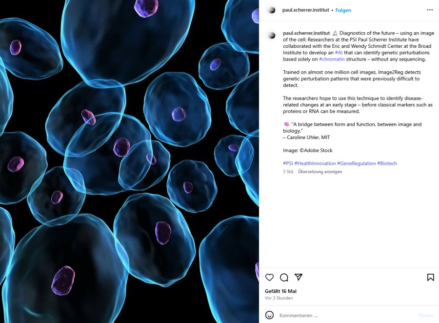 Das PSI informiert auf Instagram über seinen Fortschritt.