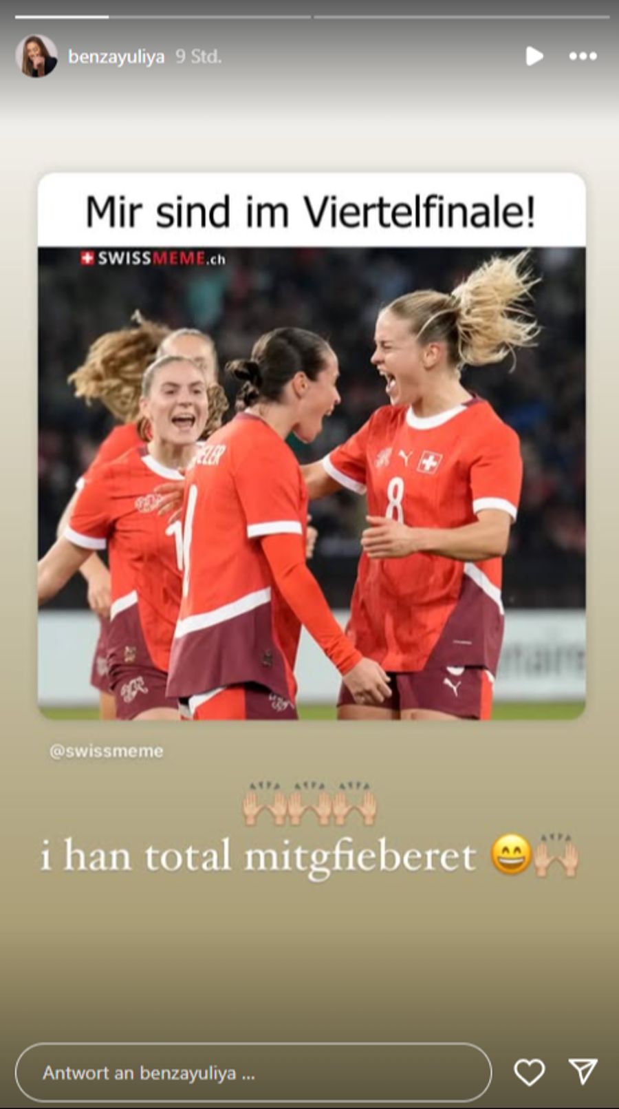 Ex-Bachelorette Yuliya Benza verfolgte das Spiel vor dem Fernseher.
